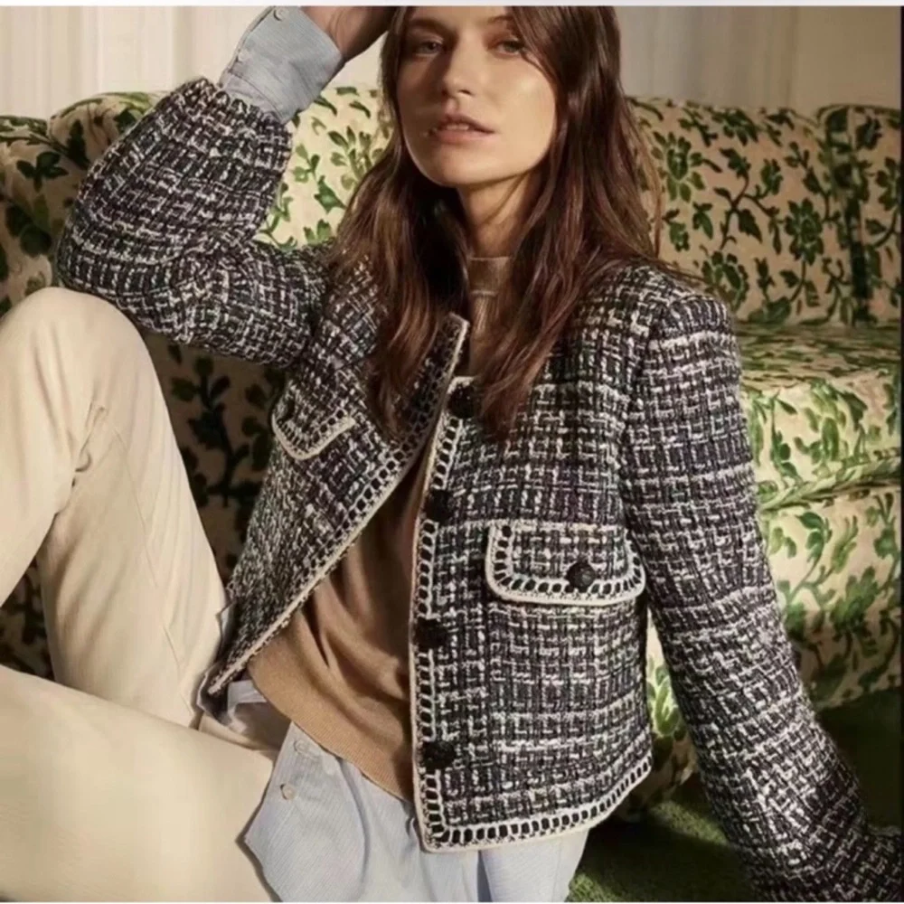 Veronica Beard • Brim Blue Tweed Cropped Jacket - Picture 6 of 16